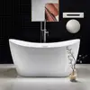59" Sleek White Acrylic Soaking Bathtub with Brushed Nickel Drain and Overflow Premium Quality Design 2