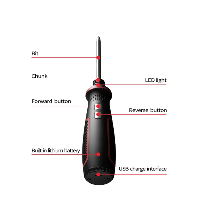 Maizhe USB Rechargeable 3.6V Electric Screwdriver With LED Light Cordless Mini Power Tools Multipurpose For DIY Household 3