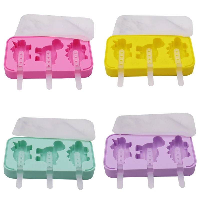 

3 Holes Ice Cream Mold Dinosaur Ice for Pop Molds Popsicles Makers Kitchen Gadgets Ice Popsicles Molds DIY Accesso