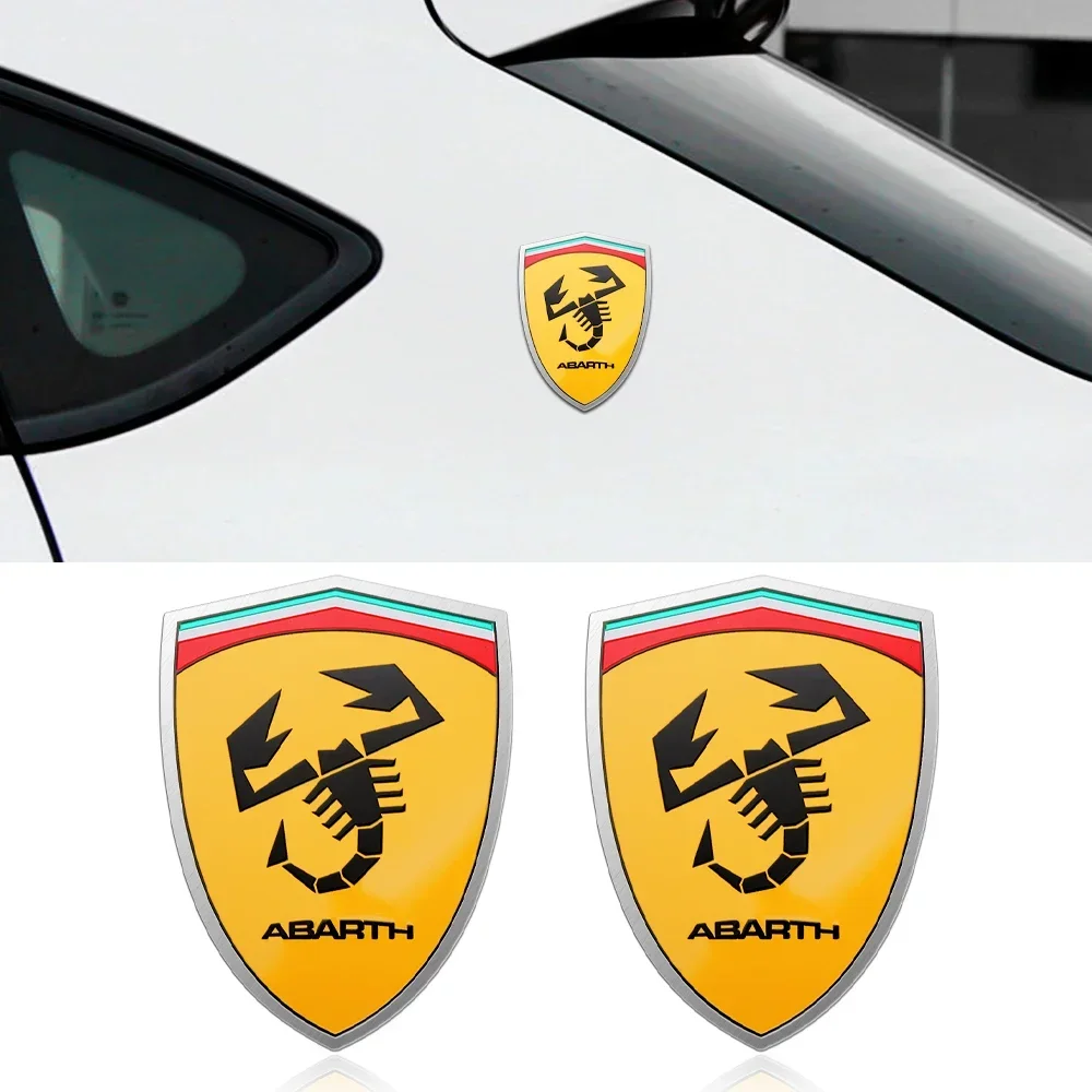 Car Styling 3D Aluminum ABARTH Scorpion Badge Sticker Body Trunk Decoration for Fiat 500 Punto Stilo Ducato Palio Pondo 1/2pcs car reflective stickers car door stickers car sticker film car sticker car stickers car vinyl film car body stickers car key sticker car badge grille emblem car badge cover