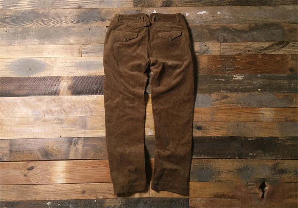 Description Picture 5 of itemMen's' High Waist Straight Corduroy Pants Classic Cargo Gardener Cotton Trousers Vintage Amekaji Overalls Male Clothing