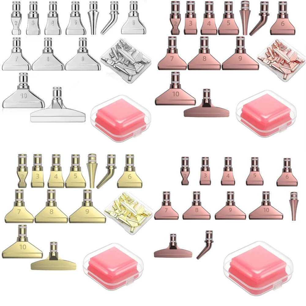 다이아몬드 페인팅 브러시 금속 펜촉, DIY 금속 펜 팁, 멀티 플레이서, 5D 아트 교체 펜 헤드, 접착제 클레이 왁스 박스 포함, 12 개 