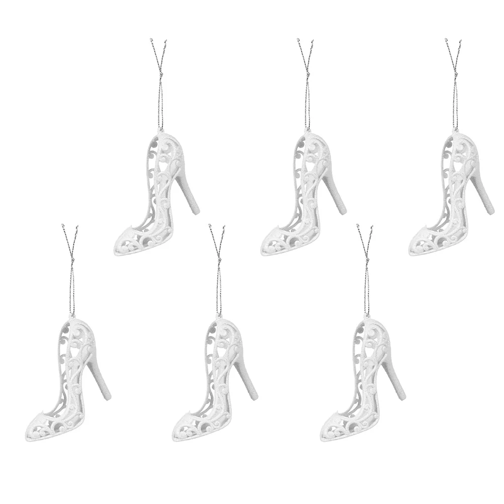 6 Pcs Christmas High Heels Hanging Ornaments Tree Decorations Mini Plastic Xmas High-heeled Shoes Pendant 5