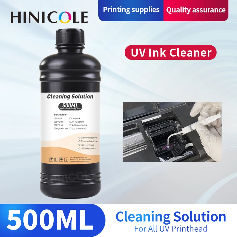 HINICOLE 500ML UV Cleaning Liquid For Epson Roland Mimaki Ricoh Konica UV Modified Printer Cleaning Fluid Printhead