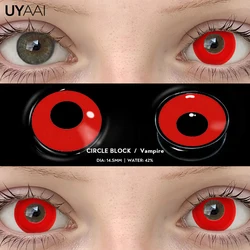 Enhanced Colored Cosplay Contact Lenses for Halloween and Costume Makeup (Circle Block Vampire)
