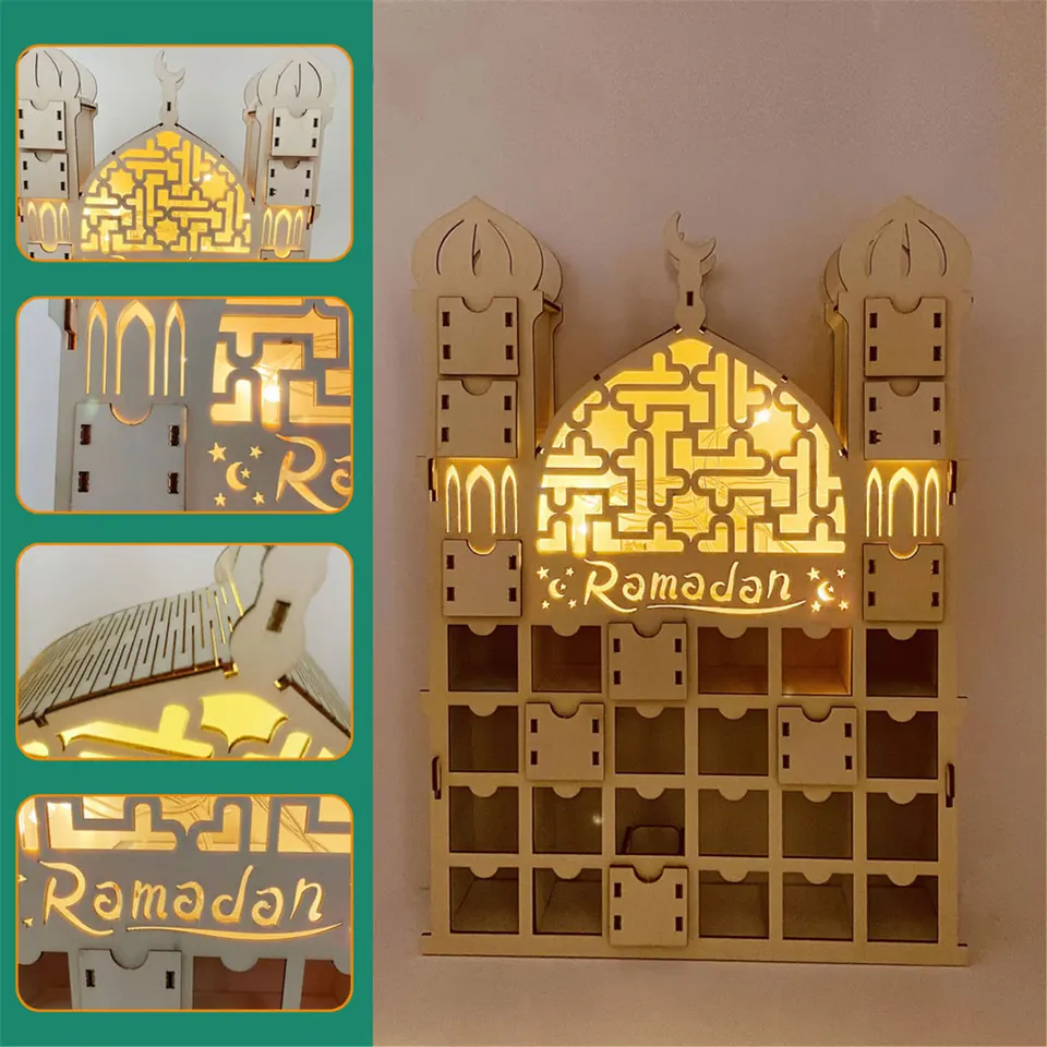 Ramadan Desktop Countdown Calendar - Acrylic Decorative Panel With Movable Crescent Moon, 2D Islamic Design - View #6