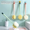 Double-Sided Soft Hair Massage Bath Brush Long Handle Back Rub Brush 2 In 1 Bath Brush With Bath Ball Double Side Scrub Brush 1