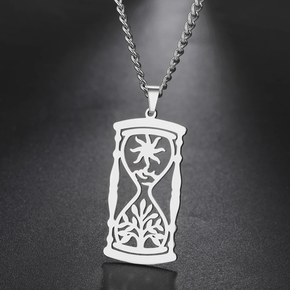 Dawapara Sanduhr-Halskette, Sonne und Baum des Lebens, Anhänger, Edelstahl, Schutz, Amulett, Paare, Freundschaft, Schmuck, Geschenk – Detail 11