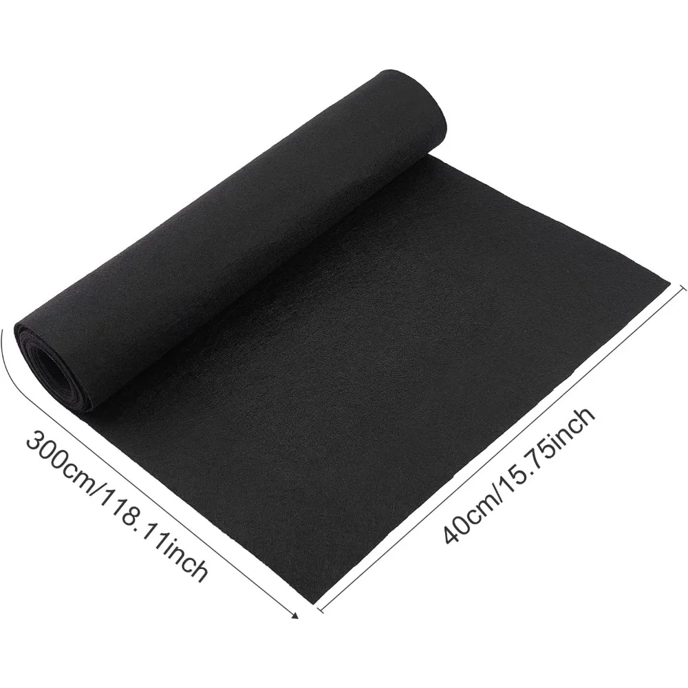 Felt Fabric Sheet 10FT 15.75 Inch Wide Black Felt Roll Nonwoven 0.9mm Thick Craft Patchwork Sewing