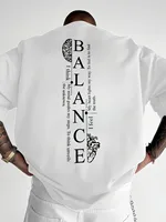 T-shirt col rond pour hommes, respirant et confortable, à la mode, avec grandes lettres imprimées, haut décontracté urbain pour l'extérieur, été 3