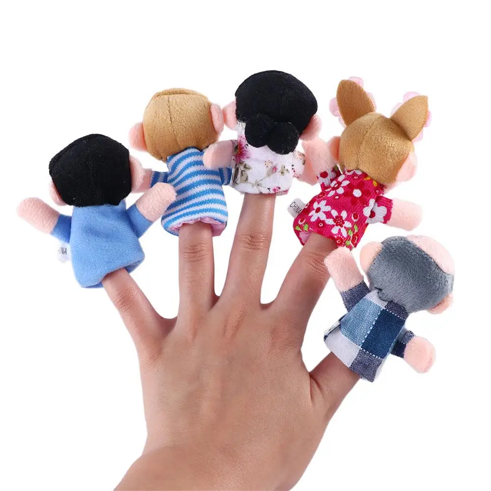 

Parent-child toys 6pcs/lot Cloth Doll Toys Cartoon Doll Kids Gifts Family Finger Puppets Set Finger Doll Hand Puppet Plush Toys