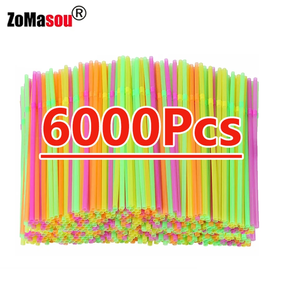 Multicolor Drinking Straws 50-6000Pcs For Milk Tea Bar Party Cocktail Wedding Kitchen Beverage