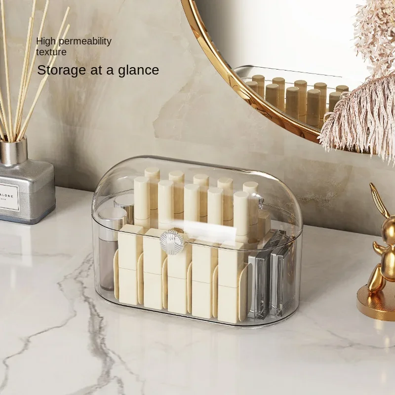 2025 Cosmetics storage box, desktop dresser, skin care product shelf, lipstick finishing box, flip-top small box on the table. 4