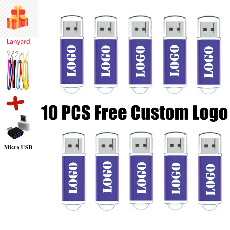 цена 10PCS Free Logo USB 2.0 Metal Pen Drive Fast Speed USB Flash Drive 4GB 8GB 16GB 32GB 64GB Pendrive USB Stick Flash Drive