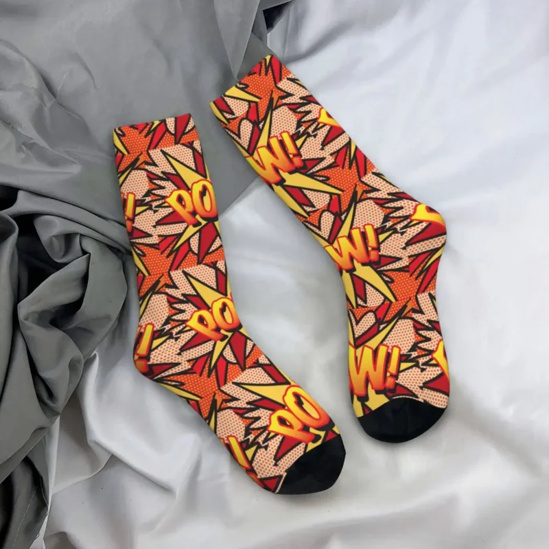 

New Male Men Socks Novelty POW Comic Book Pop Art Trendy Fun Sock Skateboard Women's Socks Spring Summer Autumn Winter