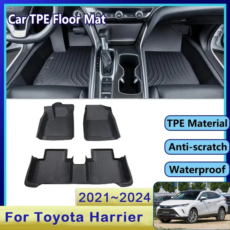

Автомобильные коврики из ТПЭ для Toyota Harrier Venza XU80 2021 ~ 2023 2024, водонепроницаемые подкладки на 5 сидений, LHD RHD крышка, ковер для ног, автомобильные аксессуары