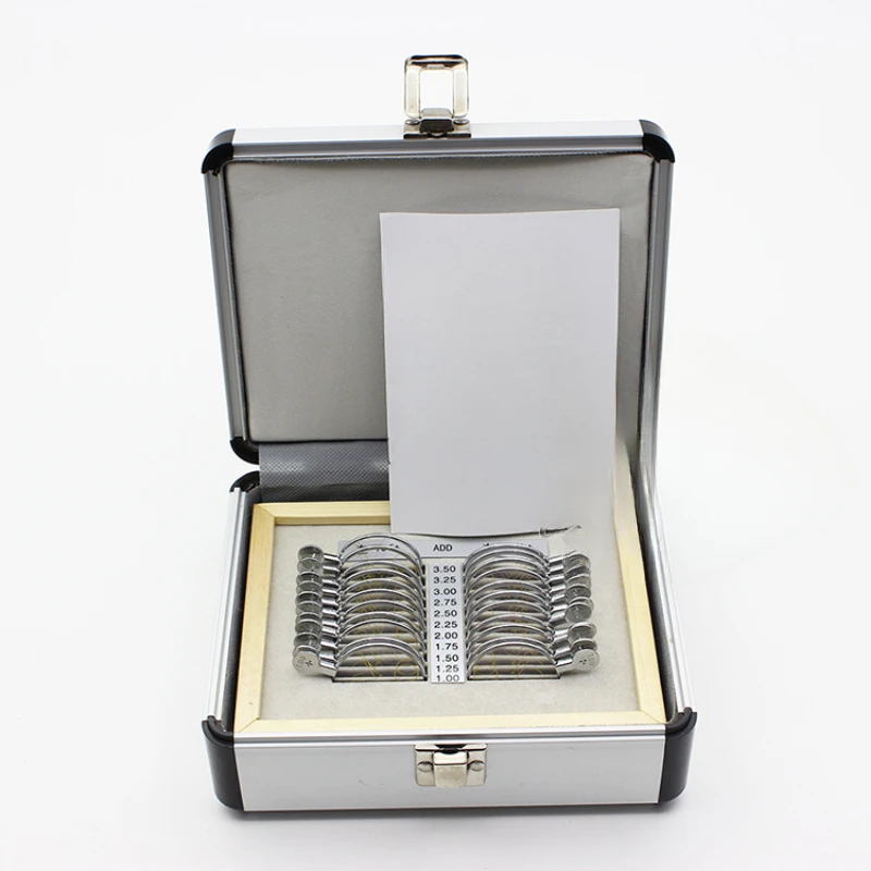 

Glass optometry equipment metal ring asymptotic lens experience box