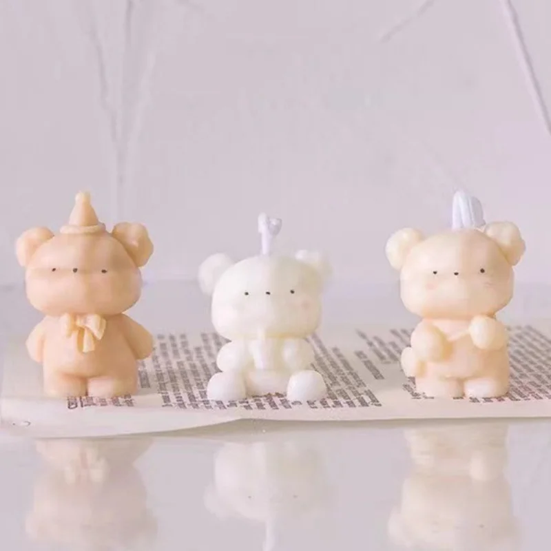 Cute Bear Candle Making Mould 3D Scented Candle Molds DIY Decoration Silicone Mold Handcraft Crystal Epoxy Soap Moulds