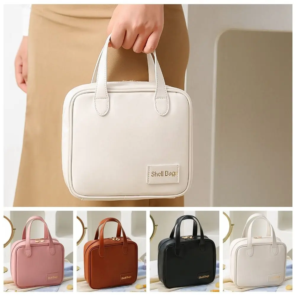 

Letter PU Leather Cosmetic Bag Fashion Shell Bag Zipper Makeup Pouch Bag Makeup Tote Large Capacity Travel Wash Bag Shopping