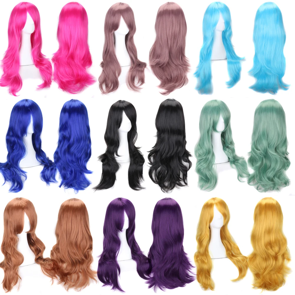 InjBulk Hair-Perruques Synthétiques Cheveux Longs Bouclés, Perruque Cosplay, Perruque Lisse, Cheveux Ondulés, Volume de l'Air, Température Douce, Gris et Blond
