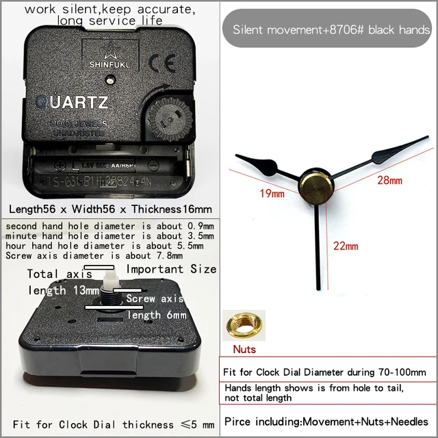 Meccanismo Orologio A Batteria Silenzioso - Kit Completo Con Lancette Per Orologi Da Parete - Foto 5