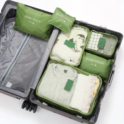 Enhanced Travel Packing Cubes Set - 6 - Piece Polyester Organizer for Clothes, Undergarments, and Accessories (Green)