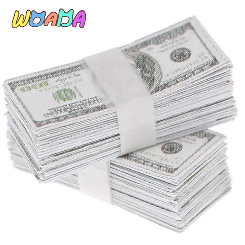 1/12 Scale Creative Mini Dollars Money Miniature Banknotes Children Toys Gifts Dollhouse Miniature Accessories