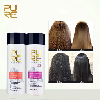 PURC Set di shampoo purificante alla cheratina brasiliana Levigante Raddrizzamento Trattamento dei capelli alla cheratina Riparazione Prodotti per la cura dei capelli ricci