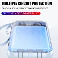 Batterie externe 15000mAh ou 30000mAh avec câble, lumière LED, affichage de la batterie, charge rapide PD 20W-22.5W, batterie externe universelle pour smartphone 4