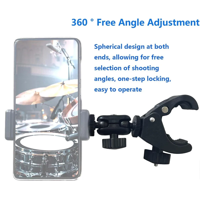 Lot A/B/C du support de caméra pour guidon de vélo avec rotation 360°, avec différents accessoires.