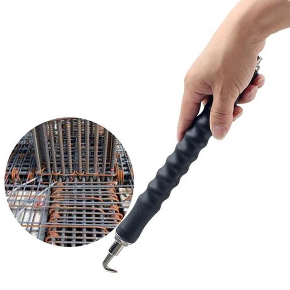 11.8 Inch Rebar Tie Wire Twister Semi Automatic Steel Bar Hook Straight Pull Binding Hook Iron Wire Binding Iron Hook Hand Tool