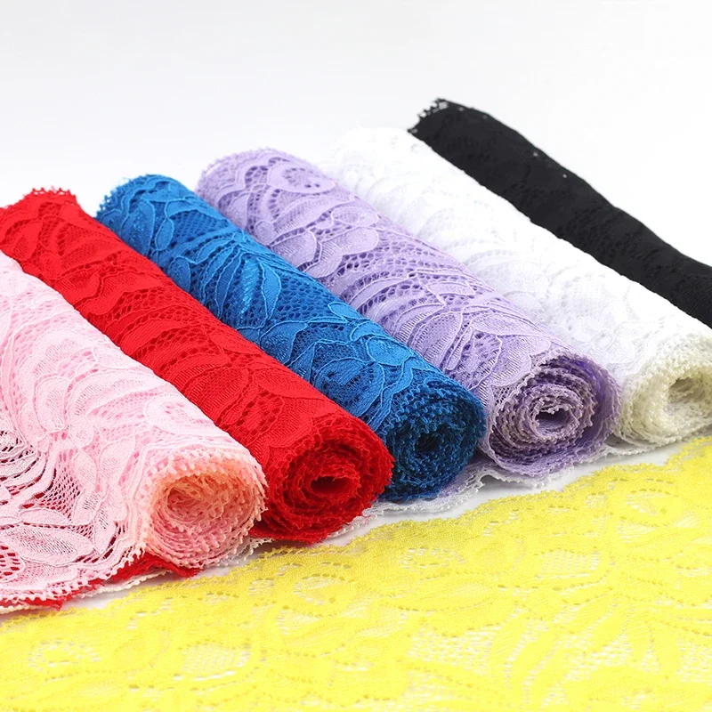 Lace ribbon 15cm wide elastic stretchy floral for DIY apparel sewing