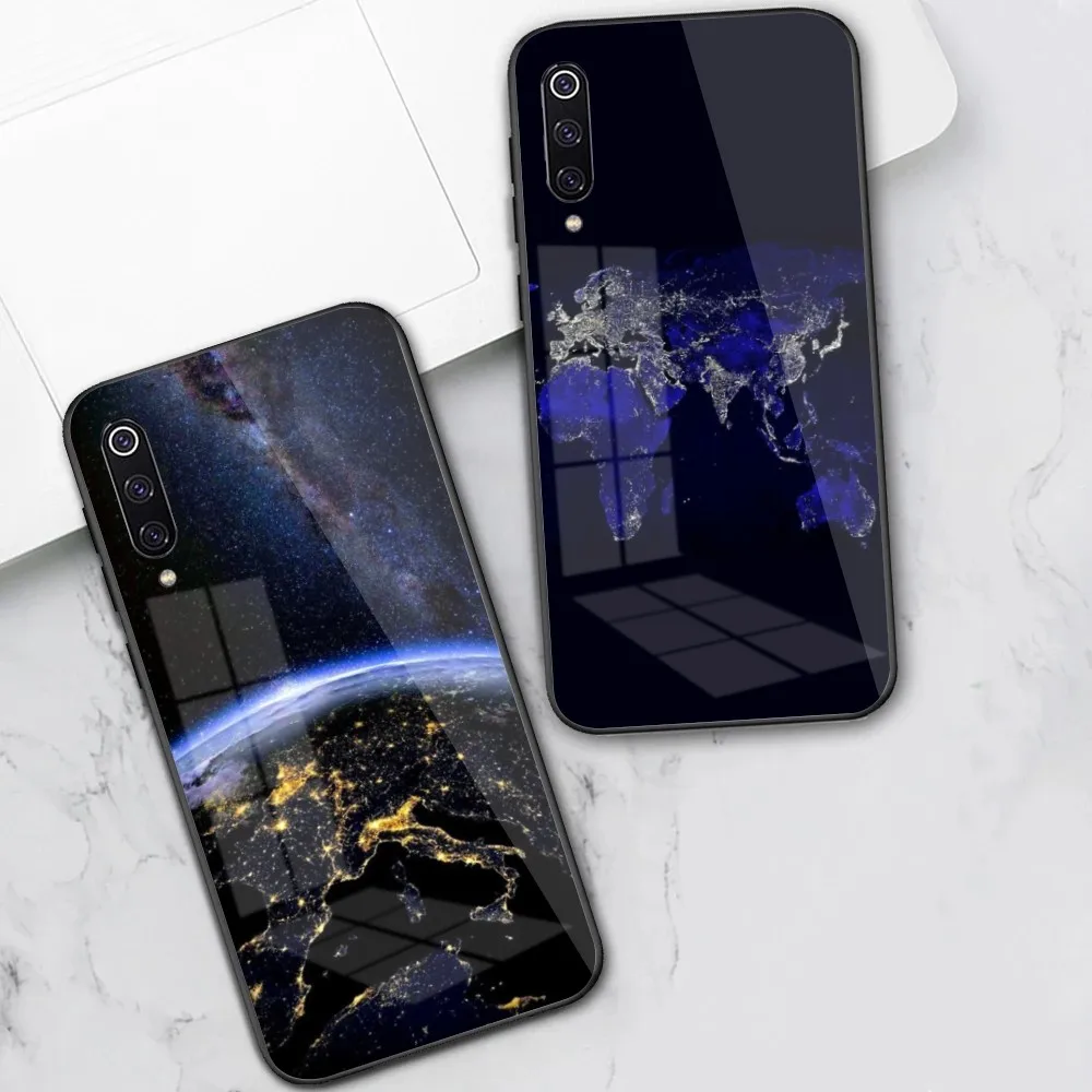 Custodia Per Cellulare Earth Dark Map Per Xiaomi 13 12 11T 10 9 Lite Redmi Note 12 11 10 10S Pro 9 9A 8 Pc Cover In Vetro Funda