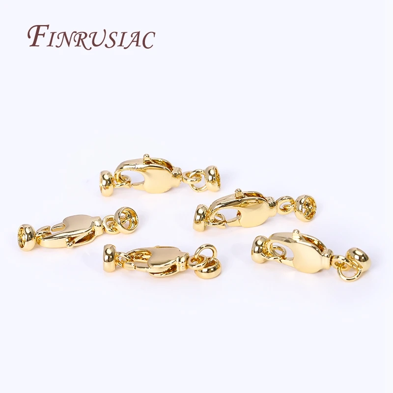 10 Fermagli A Moschettone Oro 18K Per Gioielli Fai Da Te - 10mm Con Anelli Aperti - Chiusure Per Collane E Bracciali