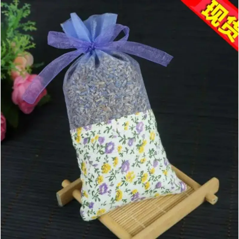 100pcs Light purple small floral flower bag wardrobe sachet mesh cotton cloth bag car aromatherapy custom