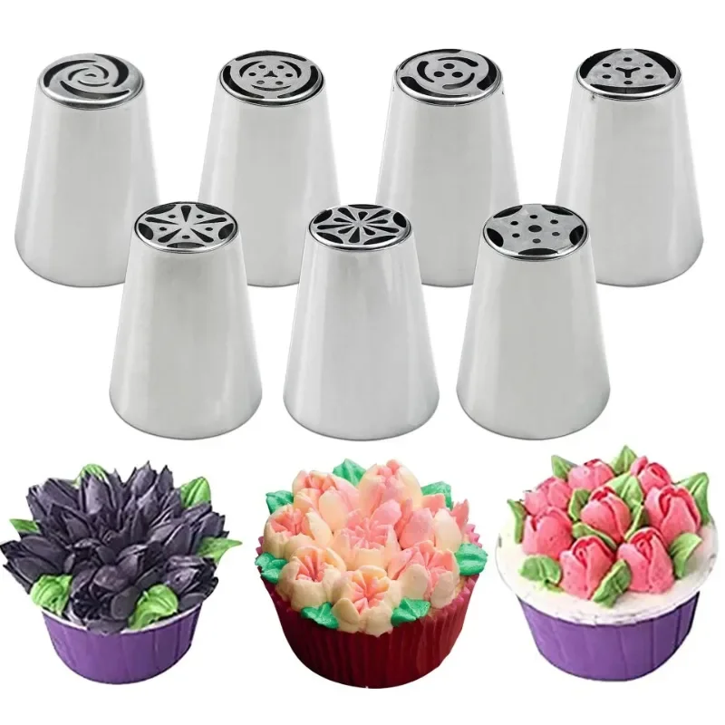 13/8pcs Set Russian Tulip Icing Piping Nozzles Stainless Steel Flower Cream Pastry Tips Nozzles Bag Cupcake Cake Decorating Tool cake decorating tip set cake icing nozzles baking nozzle set cake decorating nozzle set