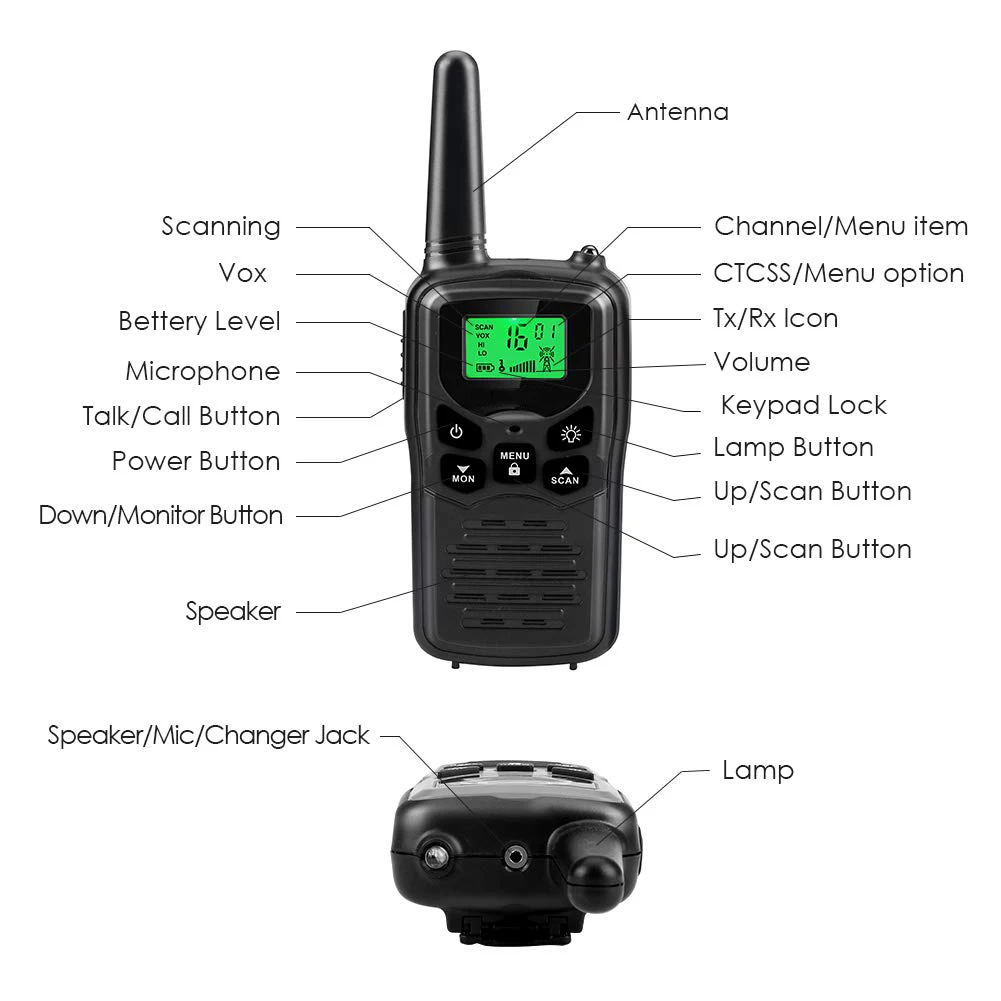 Long Range Adults Walkie Talkies Two-Way Radios with 22 Channels FRS  LCD Display with LED Flashlight for Field Biking Hiking