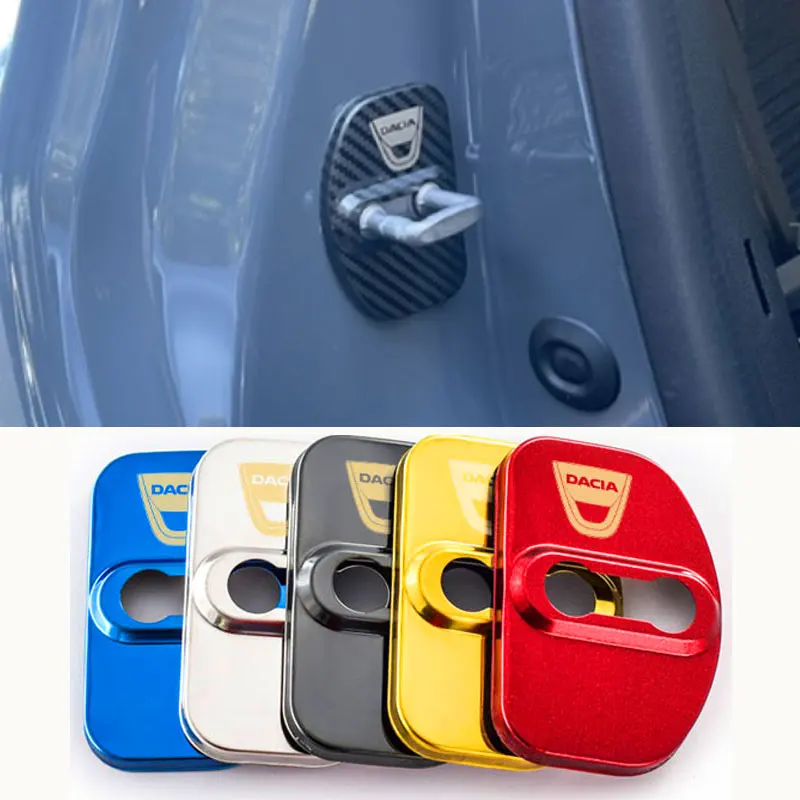 4pcs Stainless Steel Door Lock Protection Cover Emblem Case For Dacia