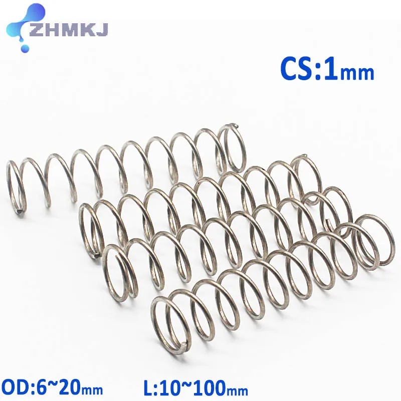 

304 Stainless Steel Compression Spring Return Spring Steel Wire Diameter 1mm Outside Diameter 6~20mm Length 10~100mm