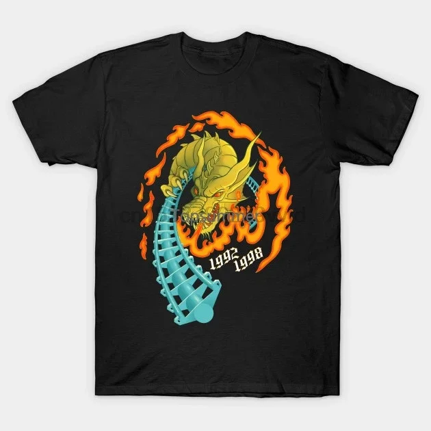 

Men Tshirt Up In Flames Drachen Fire Roller Coaster Busch Gardens Roller Coaster T Shirt Women T-Shirt Tees Top