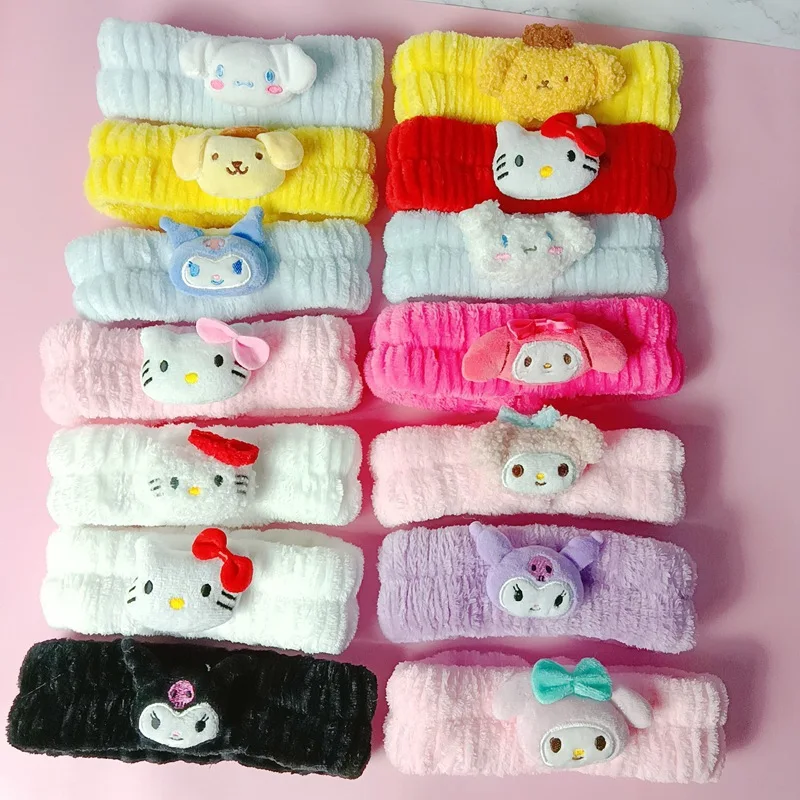 Sanrio Headband Hello Kitty Wash Your Face Hair Band Accessories Kuromi Hairpin Cinnamoroll Hair Fix Side Girl Headdress Gift