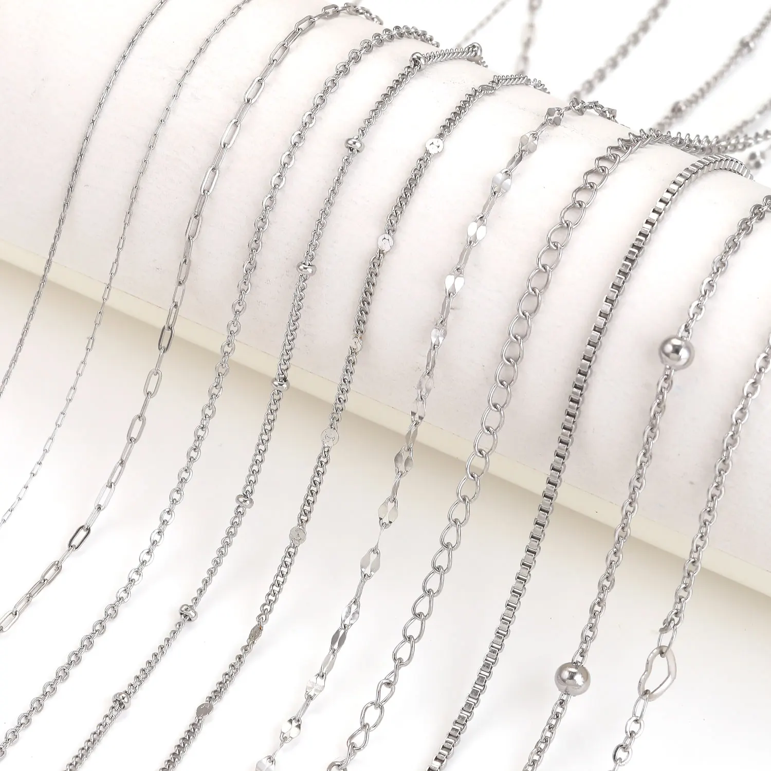 Kein Verblassen, 2 Meter Edelstahlketten für die Schmuckherstellung, Kabelketten, Erkenntnisse, DIY-Halskette, Armband, Zubehör, Lippenperlen, Chai – Detail 3
