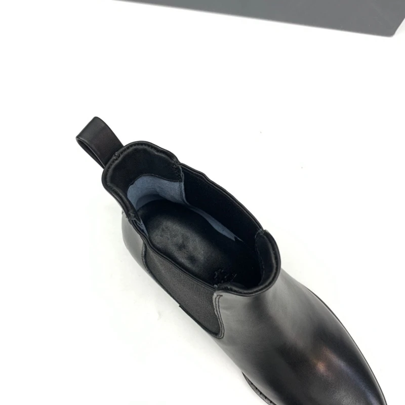 Dave&Di Autumn French Fashion Ladies Elegant Genuine  High Heel Boots Leather Comfortable Casual Chelsea Boots Women