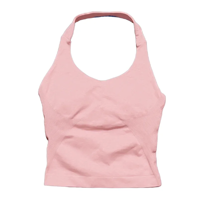 Seamless Push-Up Sports Halter Top with Removable Padding