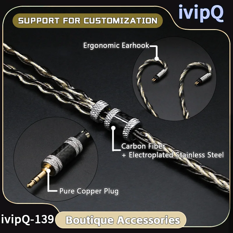 Ivipq-イヤホンケーブル、フラッグフラッグプラスケーブル、mmcx/2ピン