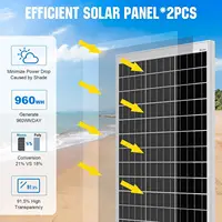 Kit de panneaux solaires monocristallins ECO-WORTHY 240 W comprenant un panneau solaire 12 V + un contrôleur de charge solaire 30 A + un câble solaire de 5 m 2