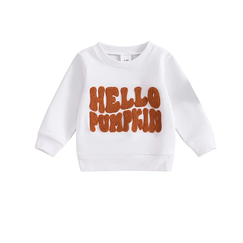 Baby Hoodie Long Sleeve Crew Neck Embroidery Letters Sweatshirt Halloween Clothes for Girls Boys