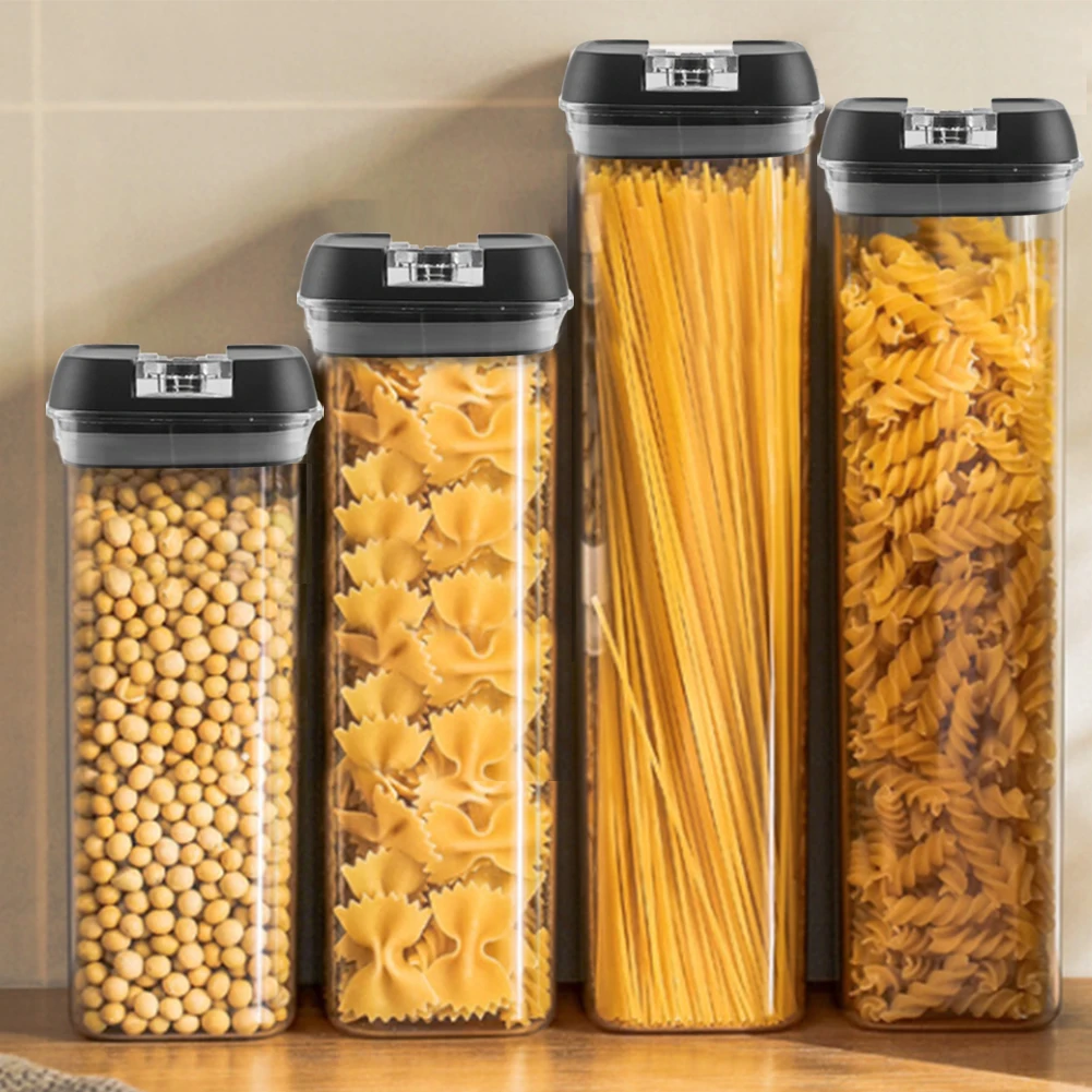 【Lifeideas】7Pcs Airtight Food Storage Containers with Clasp Lids Plastic Clear Jars with Easy Lock Lid Kitchen Pantry Organize