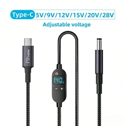 Adjustable Voltage USB C to DC Power Boost Cable 140W Adapter (Only Cable)