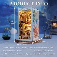 CUTEBEE DIY Wooden Book Nook Shelf Insert Miniature Building Kits Bookshelf Assembly Dollhosue for Adults Birthday Gifts 2